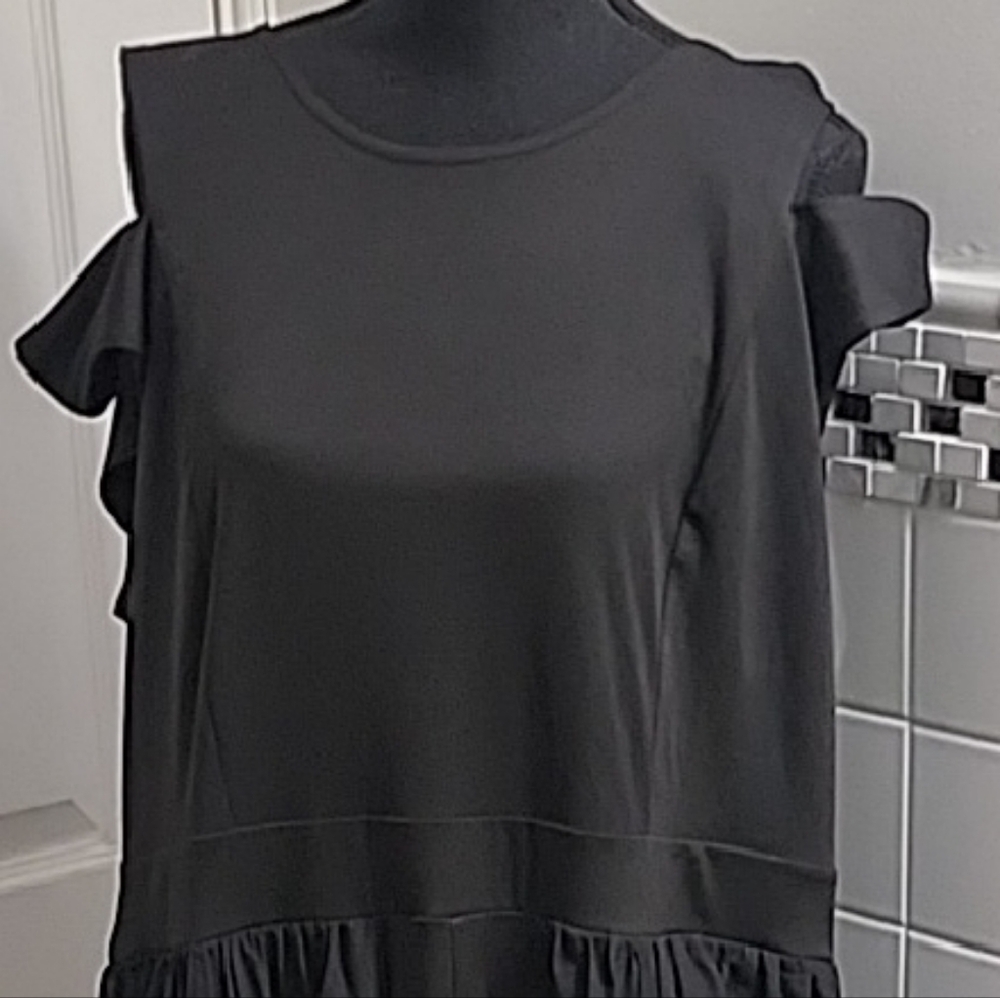 NWOT Black Plus Size Mock Neck Jumpsuit Sheer Maxi Overlay Size 2X
